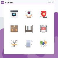 9 Creative Icons Modern Signs and Symbols of bedroom up package arrow deliver Editable Vector Design Elements