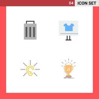 4 Universal Flat Icons Set for Web and Mobile Applications delete awareness user buy hear Editable Vector Design Elements