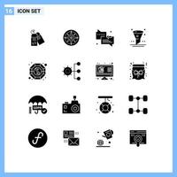 16 Universal Solid Glyphs Set for Web and Mobile Applications fang interface position filter arrow Editable Vector Design Elements