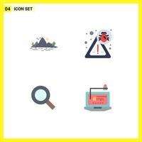 Universal Icon Symbols Group of 4 Modern Flat Icons of nature search mountain security find Editable Vector Design Elements