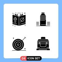 4 Solid Black Icon Pack Glyph Symbols for Mobile Apps isolated on white background 4 Icons Set Creative Black Icon vector background