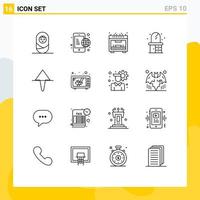 User Interface Pack of 16 Basic Outlines of microwave up microwave home dresser Editable Vector Design Elements