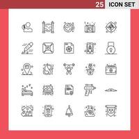 Pack of 25 Modern Lines Signs and Symbols for Web Print Media such as briefcase therm garden temperature ecology Editable Vector Design Elements