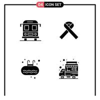 User Interface Pack of 4 Basic Solid Glyphs of bus sport ribbon gym car Editable Vector Design Elements