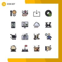 16 Universal Flat Color Filled Line Signs Symbols of communications disc wedding devices computers Editable Creative Vector Design Elements