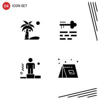 4 User Interface Solid Glyph Pack of modern Signs and Symbols of beach competitive summer layout explanation Editable Vector Design Elements