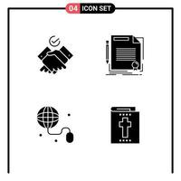 4 Universal Solid Glyph Signs Symbols of job internet agreement document bible Editable Vector Design Elements