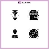 Group of 4 Modern Solid Glyphs Set for car industry tools store constructor Editable Vector Design Elements