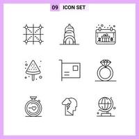 9 Icons in Line Style Outline Symbols on White Background Creative Vector Signs for Web mobile and Print Creative Black Icon vector background