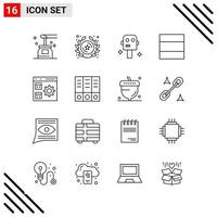 Pixle Perfect Set of 16 Line Icons Outline Icon Set for Webite Designing and Mobile Applications Interface Creative Black Icon vector background