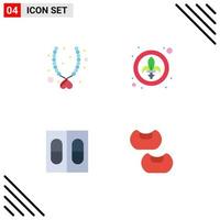 4 User Interface Flat Icon Pack of modern Signs and Symbols of love pills present fleur bean Editable Vector Design Elements