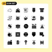 25 iconos creativos para el diseño moderno de sitios web y aplicaciones móviles receptivas 25 signos de símbolos de glifo sobre fondo blanco paquete de 25 iconos fondo de vector de icono negro creativo