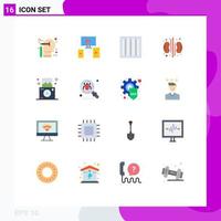 Group of 16 Flat Colors Signs and Symbols for travel camera criminal medical health Editable Pack of Creative Vector Design Elements