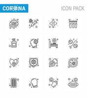 conjunto simple de covid19 protección azul 25 icono del paquete de iconos incluido tubos de ensayo laboratorio virus experimento herido coronavirus viral 2019nov enfermedad vector elementos de diseño