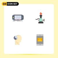 4 User Interface Flat Icon Pack of modern Signs and Symbols of console torch gaming lab brian Editable Vector Design Elements