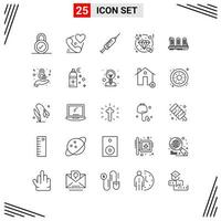 25 Icons Line Style Grid Based Creative Outline Symbols for Website Design Simple Line Icon Signs Isolated on White Background 25 Icon Set Creative Black Icon vector background