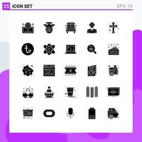Pack of 25 Modern Solid Glyphs Signs and Symbols for Web Print Media such as celebration technology protractor reality glasses Editable Vector Design Elements