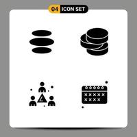 Set of 4 Commercial Solid Glyphs pack for e dinar staff crypto currency money back to school Editable Vector Design Elements