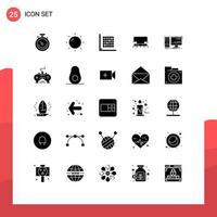 User Interface Pack of 25 Basic Solid Glyphs of desktop water edit scale construction Editable Vector Design Elements