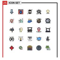 Set of 25 Modern UI Icons Symbols Signs for cap website world target search Editable Vector Design Elements