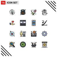 Universal Icon Symbols Group of 16 Modern Flat Color Filled Lines of charity education accounts clipboard tulip Editable Creative Vector Design Elements