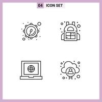 Stock Vector Icon Pack of 4 Line Signs and Symbols for corps account bag globe man Editable Vector Design Elements