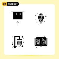 4 Creative Icons for Modern website design and responsive mobile apps 4 Glyph Symbols Signs on White Background 4 Icon Pack Creative Black Icon vector background