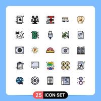 Set of 25 Modern UI Icons Symbols Signs for elementary lifting design lift crane Editable Vector Design Elements