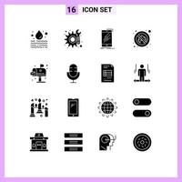 16 iconos creativos, signos y símbolos modernos del entorno, lugar móvil, elementos de diseño vectorial editables sin combatientes vector