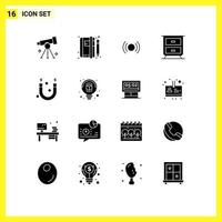 16 Solid Glyph concept for Websites Mobile and Apps education drawer blog ux signal Editable Vector Design Elements
