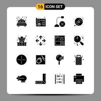 Universal Icon Symbols Group of 16 Modern Solid Glyphs of home disk computers data microphone Editable Vector Design Elements