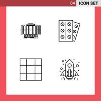 Set of 4 Modern UI Icons Symbols Signs for turbine grid wind medicine rocket Editable Vector Design Elements