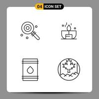 4 Black Icon Pack Outline Symbols Signs for Responsive designs on white background 4 Icons Set Creative Black Icon vector background