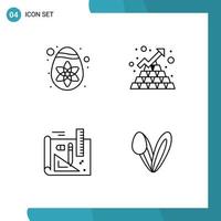 4 Creative Icons Modern Signs and Symbols of decoration drawing bars pyramid pencil Editable Vector Design Elements