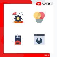 Pack of 4 Modern Flat Icons Signs and Symbols for Web Print Media such as analysis process server download gear hobbies 5 Editable Vector Design Elements