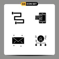 Group of 4 Modern Solid Glyphs Set for bathroom money payment card message Editable Vector Design Elements