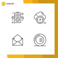 Pack of 4 creative Filledline Flat Colors of audio message dashboard cloud cooking Editable Vector Design Elements