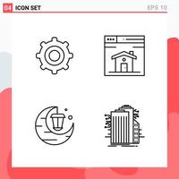 Collection of 4 Vector Icons in Line style Modern Outline Symbols for Web and Mobile Line Icon Sign Isolated on White Background 4 Icons Creative Black Icon vector background