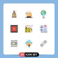 Modern Set of 9 Flat Colors and symbols such as love cinematography cloths cinema globe Editable Vector Design Elements