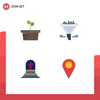 Modern Set of 4 Flat Icons and symbols such as nature gravestone filter sort map Editable Vector Design Elements