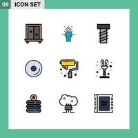 conjunto de 9 iconos de interfaz de usuario modernos símbolos signos para pintar arte objetivo video cd elementos de diseño vectorial editables vector