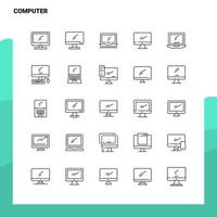 conjunto de iconos de línea de computadora conjunto de 25 iconos diseño de estilo minimalista vectorial conjunto de iconos negros paquete de pictogramas lineales vector