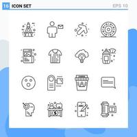 Modern 16 Line style icons Outline Symbols for general use Creative Line Icon Sign Isolated on White Background 16 Icons Pack Creative Black Icon vector background