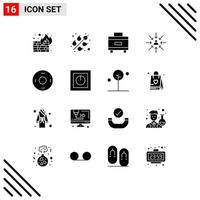 Group of 16 Solid Glyphs Signs and Symbols for symbolism cosmos suitcase selection choose Editable Vector Design Elements