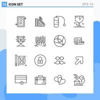 Modern 16 Line style icons Outline Symbols for general use Creative Line Icon Sign Isolated on White Background 16 Icons Pack Creative Black Icon vector background