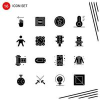 Collection of 16 Vector Icons in solid style Pixle Perfect Glyph Symbols for Web and Mobile Solid Icon Signs on White Background 16 Icons Creative Black Icon vector background