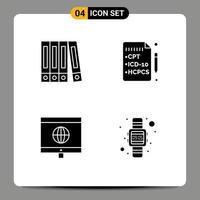 Modern Set of Solid Glyphs and symbols such as file digital health computer watch Editable Vector Design Elements