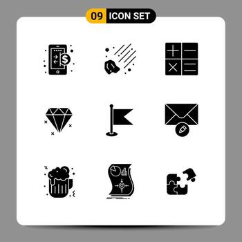 9 Creative Icons Modern Signs and Symbols of write mail math world location Editable Vector Design Elements