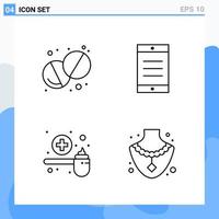 Modern 4 Line style icons Outline Symbols for general use Creative Line Icon Sign Isolated on White Background 4 Icons Pack Creative Black Icon vector background