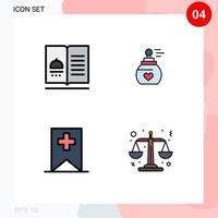 4 Filledline Flat Color concept for Websites Mobile and Apps cookbook tag recipes fragnence media Editable Vector Design Elements